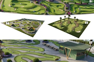 do custom mini golf course design 2d and 3d