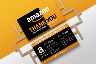 design amazon thank you card,product insert within 3 hours