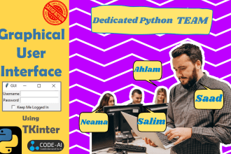 make a gui using python UI tkinter library