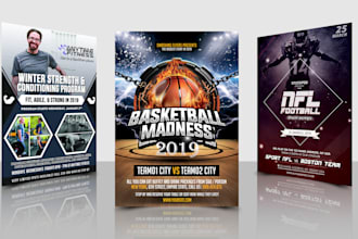 design sport, basketball, football, fitness, gym, event flyer or poster