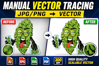 do manual vector tracing, vectorize logo, jpg, png to vector