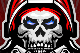 create premium designs skull mascot logo and illustration