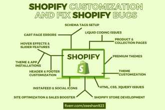 do shopify customization and fix shopify bugs
