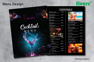 design a custom appealing restaurant menu and price list