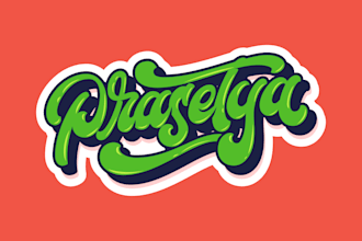 design retro script hand lettering logo