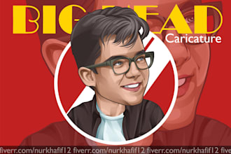 draw your unique big head cartoon avatar in 24 hours