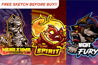 design esports mascot logo for twitch, youtube, gaming team