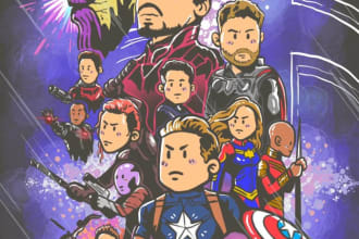 do awesome fan art cartoon in comic or poster style