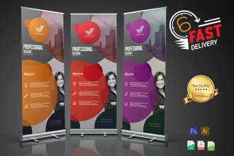 do roll up banner, retractable, sign billboard design in 6hr