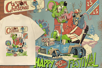 hand drawn custom tshirt illustrations for merchandise