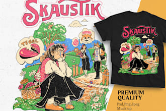 custom illustration for tshirt vintage art comic draw style