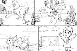 design children coloring book illustrations kdp books