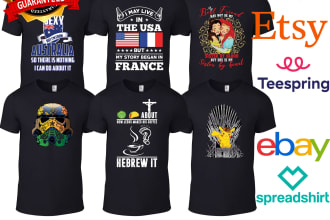 create attractive vintage tshirt and graphic t shirt design merch by amazon