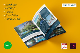 design brochure, catalog, ebook, newsletter, fillable PDF