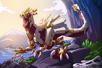 draw fantasy creature art in anime style