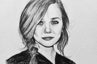 draw realistic pencil sketch portrait or customized artwork