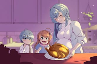 create a character in anime style, hand drawn, no ai
