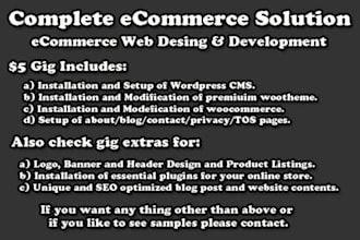 provide complete eCommerce website design and development service