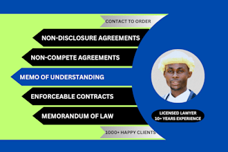 draft nda, non compete, legal contracts, mou, or other legal documents