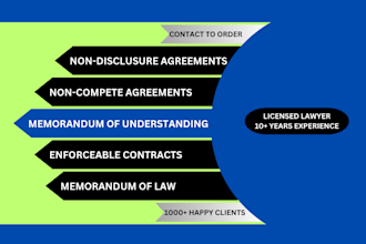 draft nda, non compete, legal contracts, mou, or other legal documents