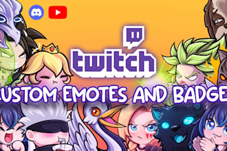 draw custom chibi cute emote or badges for kick, discord, youtube, twitch