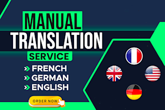 manually translate english to german and english to french