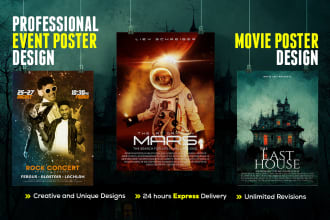 create professional event poster design, movie poster, film poster