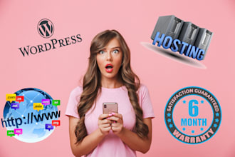 buy a domain, hosting for 6 months, wordpress, cpanel