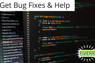 fix any bug or errors related to unity game