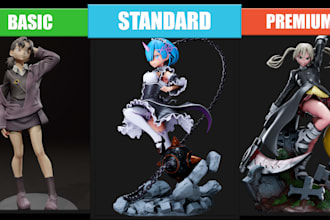 create high quality 3d anime stl models for 3d printing