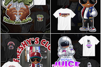 create graphics t shirt design in cartoon style illustration