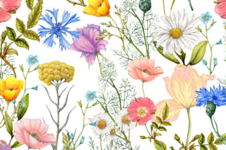 create hand drawn watercolor seamless patterns