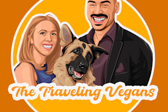 draw couple or family into illustration cartoon vector
