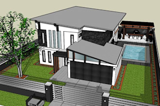 make a 3d interior design  in sketchup