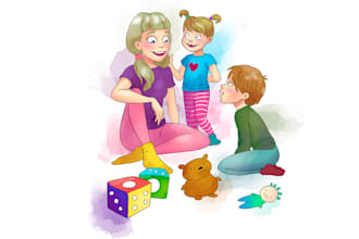 draw childrens book illustration in digital style