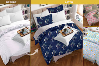 drape your design on curtains, bedsheet, roller blinds etc, mockup