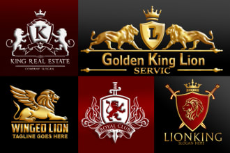 do the luxury, heraldic, classy, crown and lion logo for you