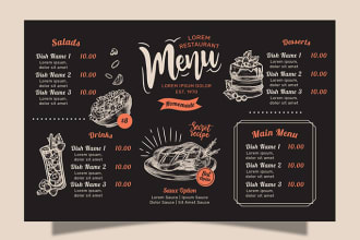 design restaurant menu, bar cafe menu and food truck menu