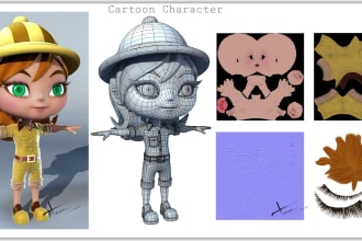give you game character modeling texture and rig