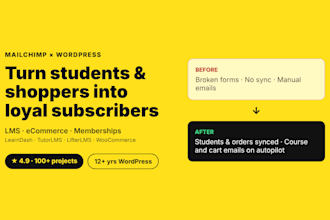 connect mailchimp to learndash, tutorlms or membership sites with automations