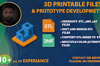 create prototype for 3d printing and provide stl, color 3mf files