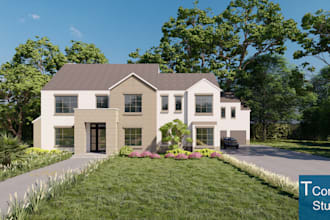 render exterior house, villa us, au house