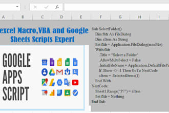 be your excel macro,vba and google sheets scripts expert