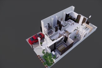 create 3d house floor plan realistic and functional layout