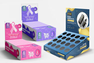 design custom made counter display box with dieline