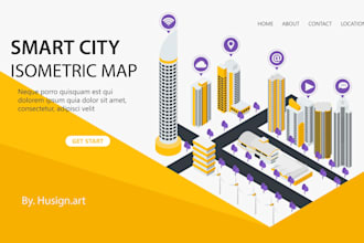 create 3d isometric city or location map illustration