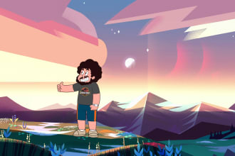 draw cartoon portrait  in steven universe cartoon style