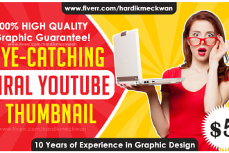 design 2 attractive youtube video thumbnails in 12 hours
