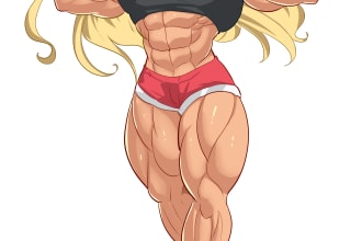 do muscle girl, boy in cartoon or anime style