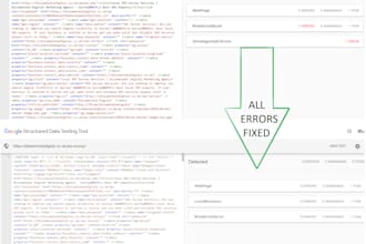 implement or remove errors from schema markup, structured data or rich snippets
